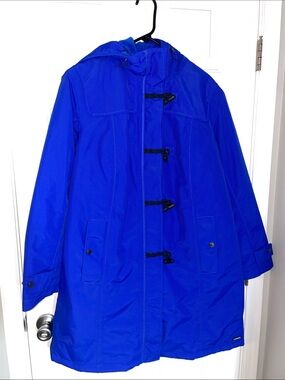 Land’s End Winter Coat Electric Blue squall duffel coat toggles